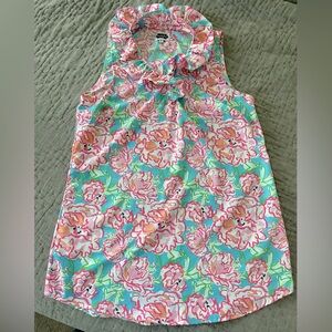 Mud Pie Floral Ruffle Sleeveless Blouse Top Preppy Medium 8-10 Resortwear Cruise